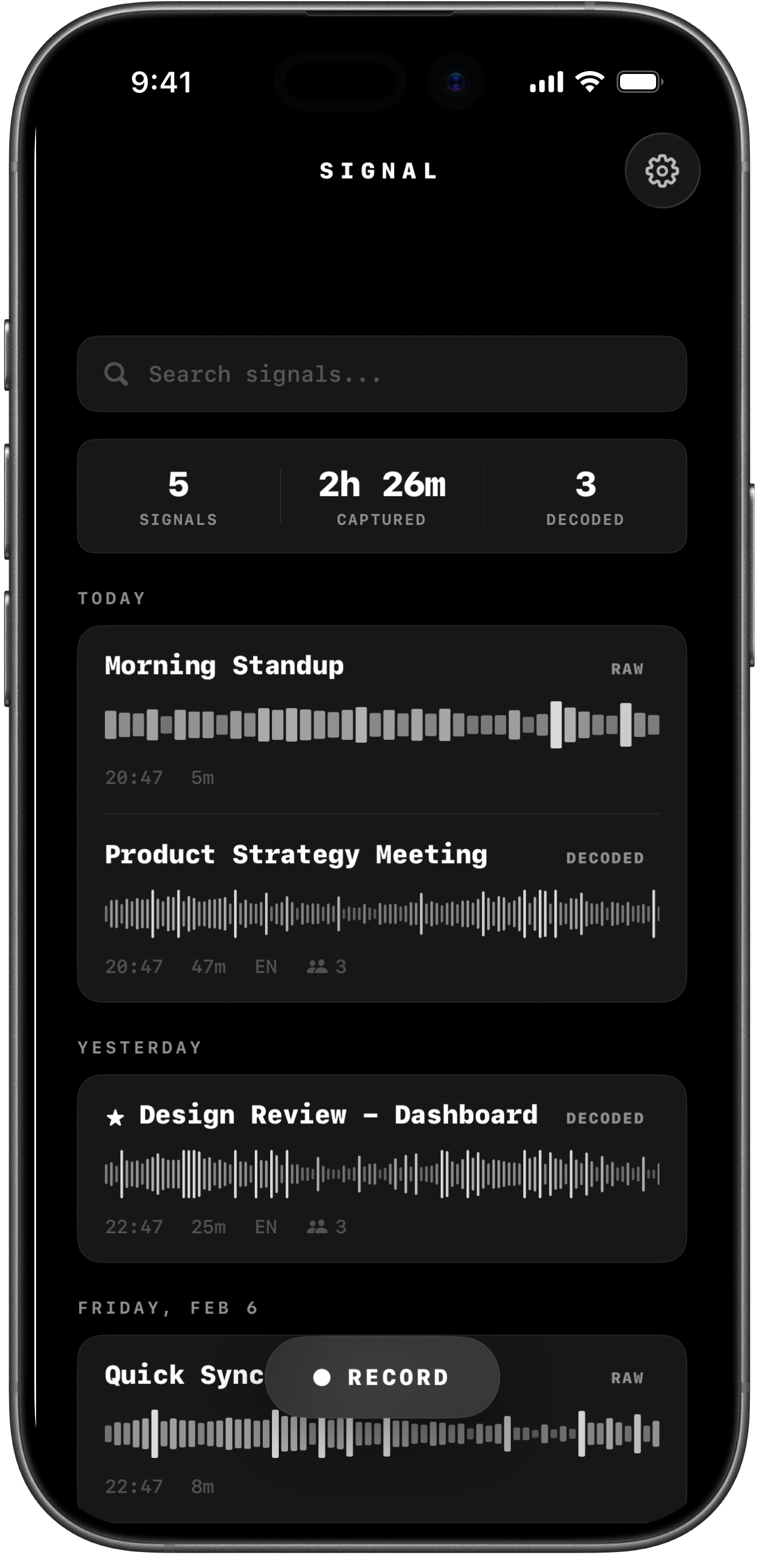 Trace — Meeting Intelligence app screenshot